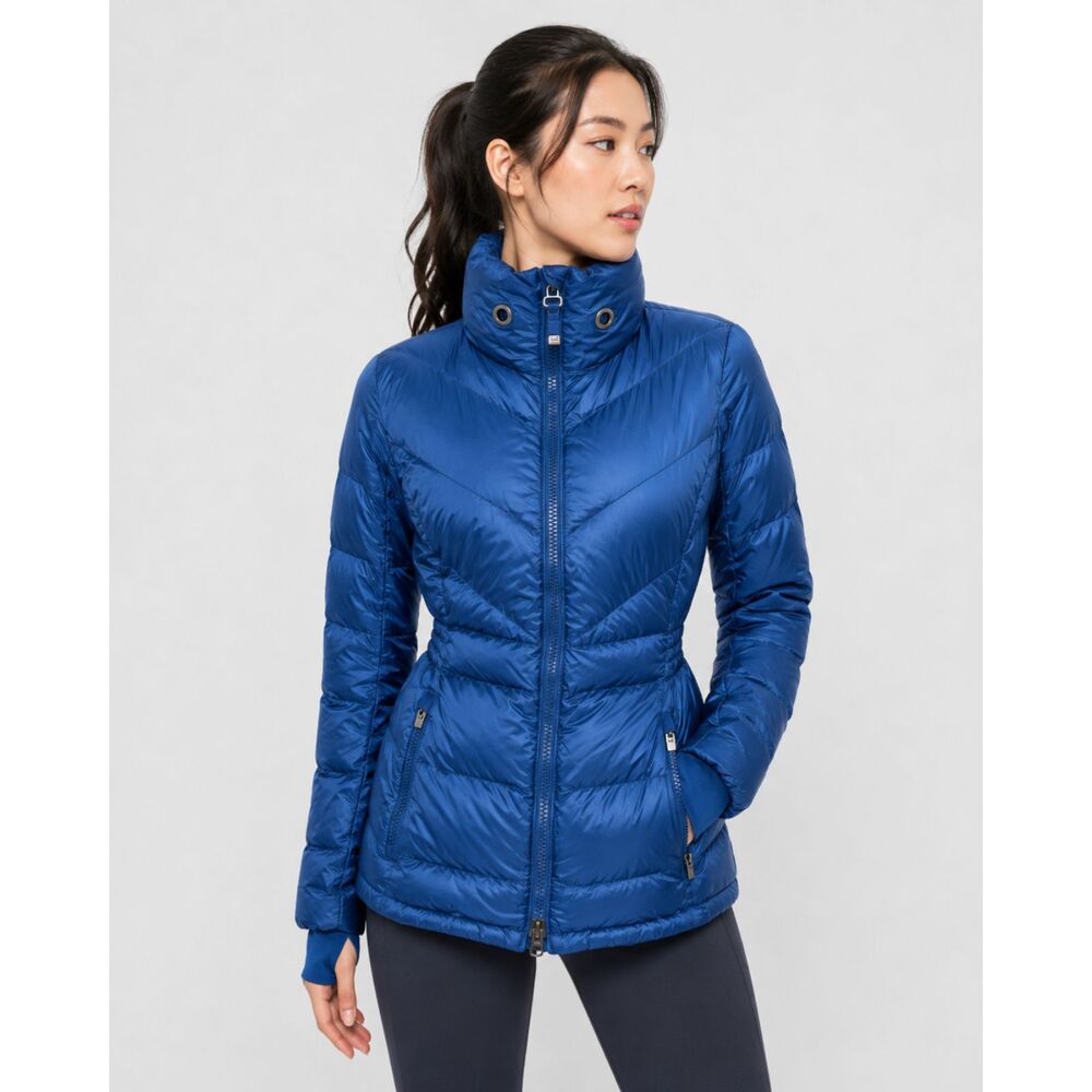 Athleta Banner Peak Goose Down Puffer Jacket Blue Lightweight Packable Women's S